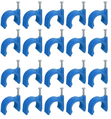 sourcing map Lot de 50 clips de câble avec clou en acier - 20 mm - Clips de câble Ethernet pour câbles domestiques - Bleu