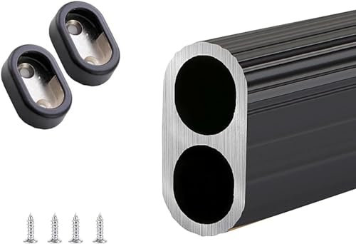 Garderobenstangenhalterung aus Aluminiumlegierung, oval, rutschfest, individuelle Länge, Schrankstange 12 bis 60 Zoll, platzsparende Schrankstange zum Aufhängen von Kleidung (Größe: Länge 0,35 m/14 Zo