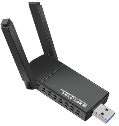 Adaptateur WLAN USB 3.0 Clé USB 3.0 1300 Mbps 802.11ax WiFi Dual 5GHz Dongle Antenne pour PC/Bureau/Ordinateur portable