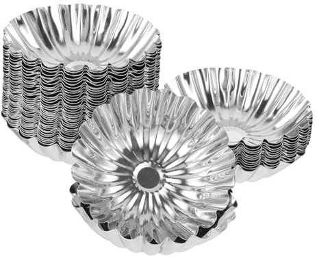 IMIKEYA 50pcs Stainless Steel Tart Molds Non-Stick Baking Tins for Home Use Multi-Shape Tartlet Moulds for Pudding and Muffins Easy to Clean and Deform-Resistant