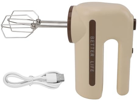 Sbattitore Elettrico Senza Fili per Uso Domestico, Sbattitore Elettrico a 5 Velocità, Doppie Fruste Potenti Frullatori per la con Frusta in Acciaio Inox per Crema Burro
