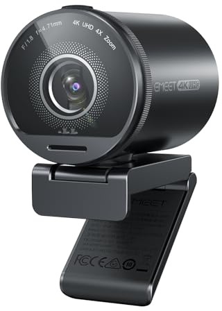 EMEET SmartCam S800-4K Webcam for Streaming, Sony 1/2'' Sensor, Supports HDR, PDAF&TOF Dual-autofocus, 1080P@60fps, 2 Noise-Cancelling Mics, 40°-73° FOV, Perfect for Live Streaming&Online Meetings