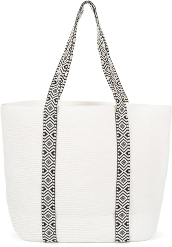 styleBREAKER Damen Schultertasche Papierstroh Azteken Muster | 50x37x13 cm geflochtenes Hauptfach mit Reißverschluss, weiches Stoff-Innenfutter. Feste Tragehenkel. Geräumiger Boho-Shopper.