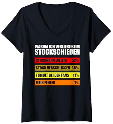 Damen Warum ich verliere beim Stockschießen Eisstockschießen T-Shirt mit V-Ausschnitt