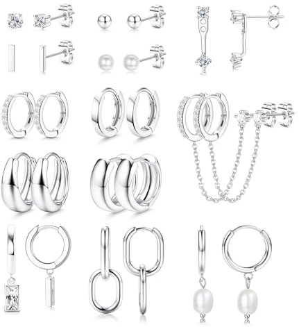 Chriscoco Gold Ohrringe Set - Creolen und Ohrstecker mit Anhänger - Hypoallergen, leichtgewichtig, wasserfest
