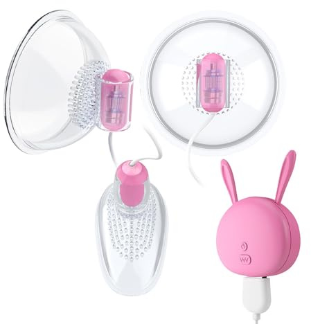 BDSMYEE Vibrateur Pour Mamelons, Masseurs de mamelons et de vagin 2 in 1, Sex toys Vagin Clitoris Ventouse, 10 modes de vibration, Ventouse de mamelon