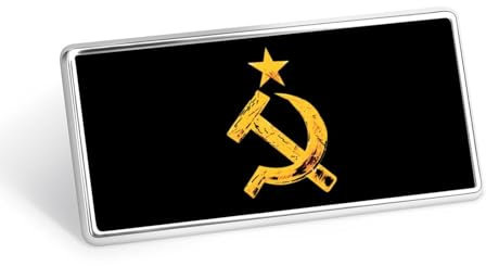 Pin divertido de la bandera soviética rusa con martillo y hoz, insignia de nombre, etiqueta de identificación para mujeres y hombres