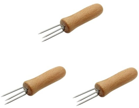 BESPORTBLE 3St Essensgabeln outdoor grill grillgabel Holzgriff zubehör grillen Hitzebeständig Küchengabeln Maisspieße Kochgabel schaschlikspieße Maisgriffe Halter für Maisgabeln Hölzern