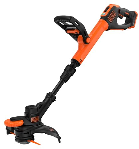 BLACK+DECKER 18V Akku-Rasentrimmer (mit 25 cm Kunstharz-Messer, verstellbarer Zweithandgriff, mit Führungsrad und Teleskopstiel, inkl; akku und Ladegerät) BCSTR918B