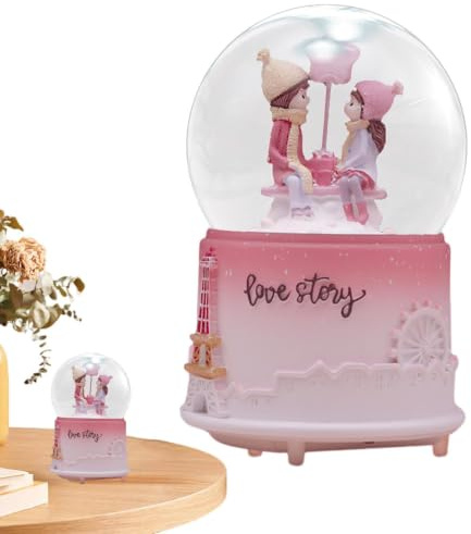 Carillon Snow Globe - Sfera di luminosa trasparente illuminata | Globi di neve musicali a LED con statua carina, decorazione romantica per la casa o il giorno di San