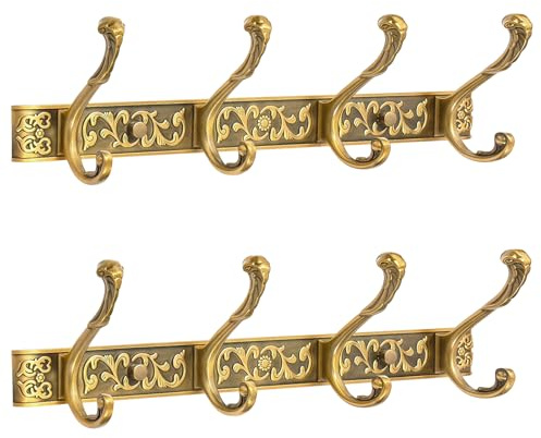 RIXIGOOD Vintage Garderobenleiste Wandhalterung, dekorative Wandgarderobe mit 4 Haken zum Aufhängen von Schlüssel, Geldbörse, Hut, Bademantel, Handtuch, Kleidung, einzigartiger Kleiderbügel für