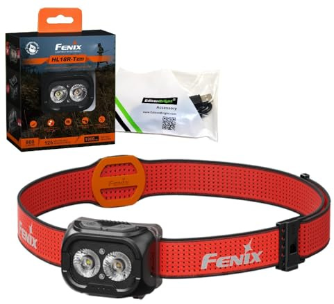 Fenix HL18R-T V2 USB wiederaufladbare 800 Lumen LED Jogging/Trail Running Stirnlampe mit EdisonBright USB-Ladekabel Bundle