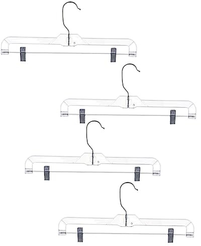 PRETYZOOM 4piezas Perchas Ajustables para Pantalones Pack con Pinzas Fuertes para Faldas y Ropa Organizador De Armario Transparente Multifuncional Telescópico Soporte Estable para Colgar Rop