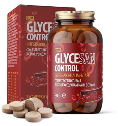 LDM Glycesan 30 Compresse - Integratore con Acido Alfa-Lipoico, Vitamina B1, Cromo, Pino Marittimo e Gymnema - Supporto per Pressione Arteriosa, Metabolismo e Funzione Cardiaca