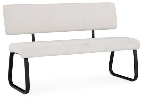IDIMEX Esszimmerbank Vilas für 3 Personen mit Stoffbezug, cremeweiß - schwarzes Metallgestell, Sitzbank für Esszimmer mit Rückenlehne komfortabel gepolstert, Essbank für Küche