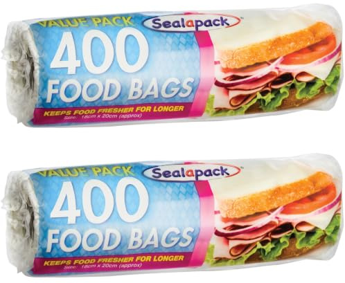 Clear Plastic Bags 800 x Food Bag | Freezer bag on Roll Multi Use Sandwich Bags | Fruit veg Sandwich Freezer Groceries Nuts Storage Plastic Reusable