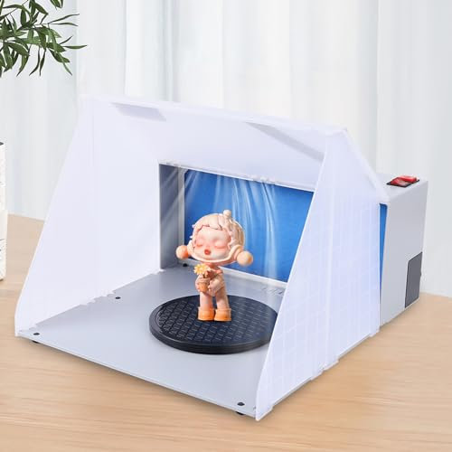 LOYEMAADE Airbrush Kabine Absauganlage Airbrush Spritzkabinen Bausatz mit 360° Drehbarer Drehtisch,Klappbare Lackierkabine 4m³/Min,für Handwerk DIY,Lackierarbeiten,Modellbau,Kunst