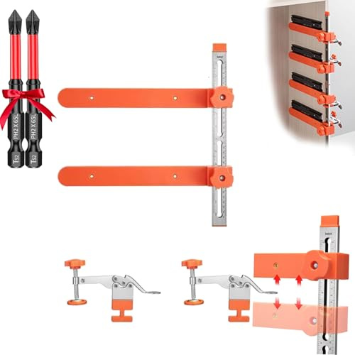 Cabinet Hardware Jig, Drawer Slide Jig, Cabinet Hardware Jigs with Magnetic Arm Punch Locator, More Easily & Fast Install Drawer Slides (1 Set)