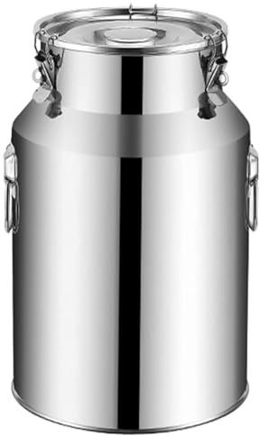 Lechera Acero Inoxidable Con Tapa, Lechera Acero Inoxidable 5-88 Litros,con Tapa Con Asa, Para Transportar o Almacenar Leche,Nofaucet-7L