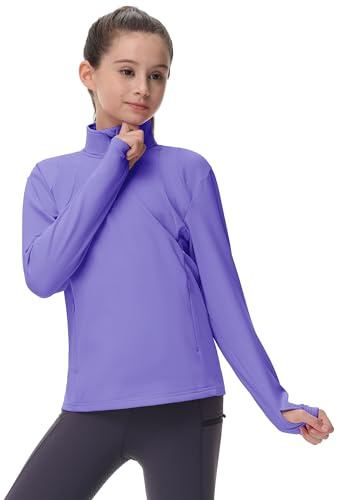 MoFiz Reitjacke Mädchen Fleecejacke Kinder Outdoor Laufjacke mit Half Zip | Reitoberteil Mädchen,Trainingsjacke fur Herbst Winter
