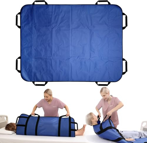 Axincardarm Slide Sheet with Handles 120 x 100cm Positioning Bed Pad Blue | Elderly Obese Patient Transfer, Sliding Sheet