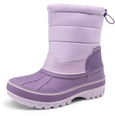 DREAM PAIRS Boys Girls Snow Boots Water-Resistant Outdoor Warm Cozy Anti-Slip Mid Calf Faux Fur Lining Winter Shoes for Toddler/Little/Big Kids,Size 9 Little Kid,Purple,KKUMSB2504