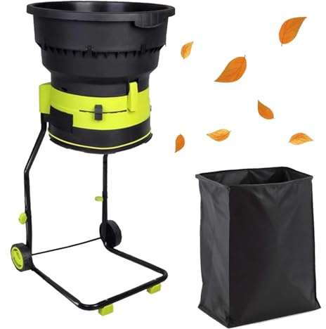 Trituradora De Hojas Jardín Eléctrica 2500W Con Bolsa Recolectora, Biotrituradora 8000 RPM, Compostador Seguro, Ruedas Portátiles, Reducción 17:1 Desechos(Powercordx10m)