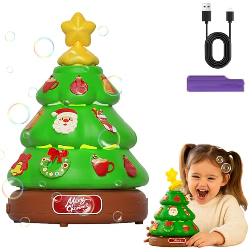 Musikalischer Seifenblasen Weihnachtsbaum, 2026 Neueste Weihnachten Seifenblasenmaschine, Spieluhren Weihnachten Mit Rotierendem Licht Und Seifenblasenmaschine (1PC)