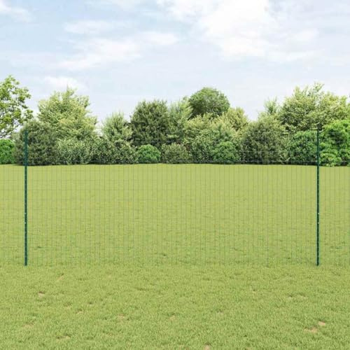QJBSAVVA Gartenzaun 1000 × 2,7 × 140 cm Grün Stahl Doppelstabmattenzaun Wetterfest & Rostfrei Modularer Gartenzaun für Hunde und Pflanzen