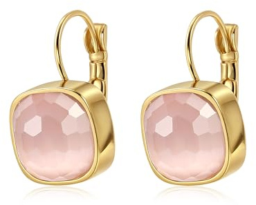 Bunte Kristall baumeln Tropfen Ohrringe für Frauen, 18 Karat vergoldete zierliche Huggie Hoop Vintage Square Geometrie Schmuck Geschenke für Frauen