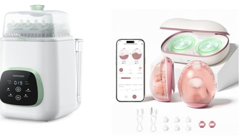 Momcozy KleanPal Pro Baby Bottle Washer Schnellster Flaschenreiniger mit Hochdruck & Air 1 Ultra-Slim Milchpumpe Elektrisch, 180 ml tragbare Milchpumpe Handsfree