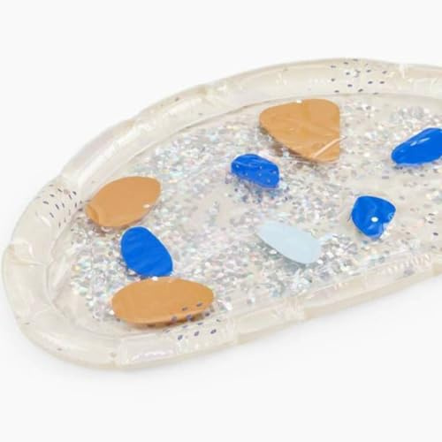 Yhsioaklo Tummy Time Mat | Vattenlekmatta, uppblåsbar sensorisk aktivitet golvleksak med flytande havsvarelser, motorutveckling magtid träning för pojke flicka, hemma spjälsäng bad T