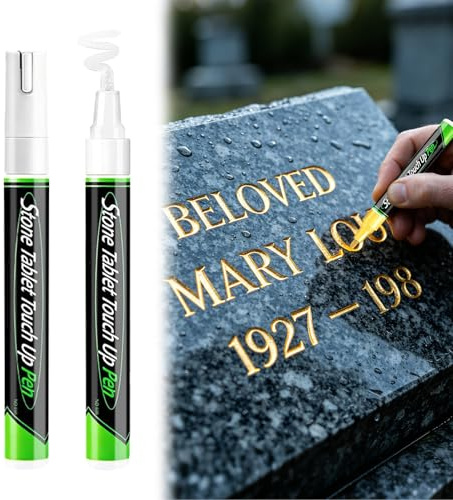 Ferakum 2 ml Grabstein Marker Stift zum Auffrischen verblasster Grabeinschriften,Restaurierung von Inschriften auf Grabsteinen Farbstift,Wasserdichter Markierungsstift für Gedenkinschriften (Weiß)