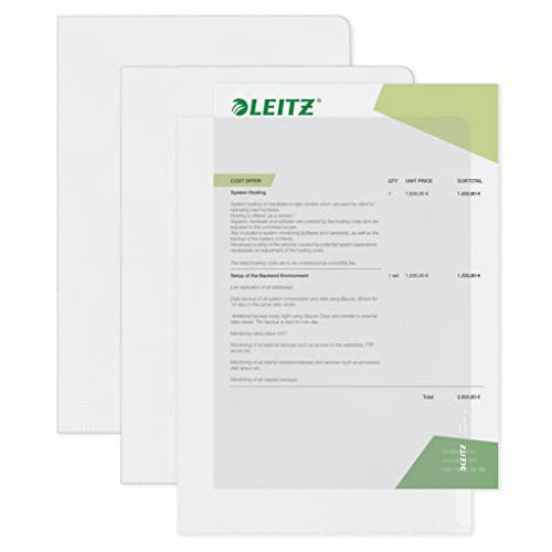 Leitz Premium 41003003 - Fundas de plástico transparente (A4, PVC, 10 unidades)