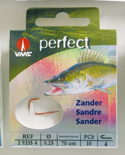 VMC Perfect Zander Einzelhaken rot Zanderhaken, Größe:1