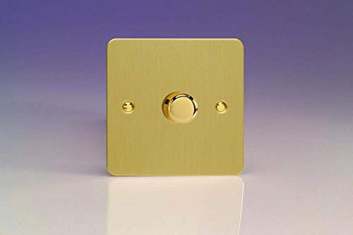 HFB3 Varilight Ultra Flat Plate Brushed Brass 1 Gang 400W Dimmer Light Switch