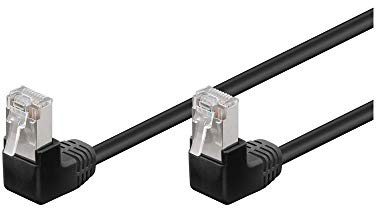 CAT 5e Câble de Liaison 2x 90° Coudés, F/UTP, Noir, 0.5 m Longueur