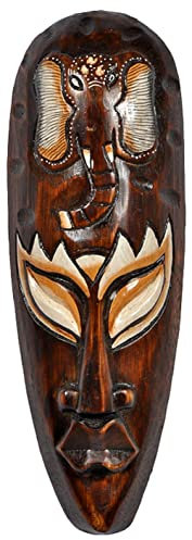 Woru Maske bemalt 30 cm, Holz-Maske aus Bali, Wandmaske