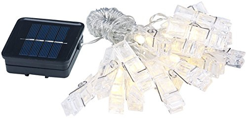Guirlande porte-photos avec 40 pinces à LED (10 m) - Solaire [Lunartec]