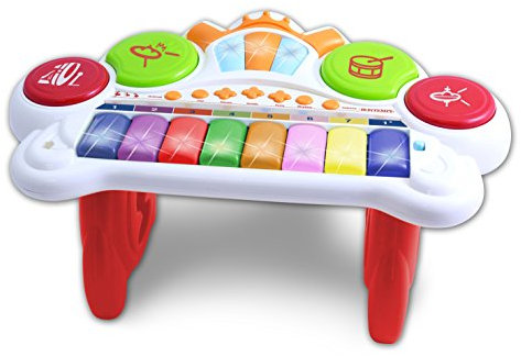 Bontempi- Tastiera Elettronica 8 Tasti, Colore Blanc/Rouge/Orange/Jaune, 13 1025