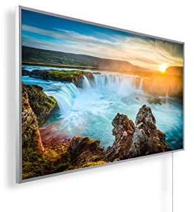 Könighaus Bildheizung 800 W - Smart Thermostat - 11-21 m² | Schwarz-Weiß-Bilder, Motiv: 27. Wasserfall, TÜV SÜD, 5 Jahre Garantie, doppelter Überhitzungsschutz, Wandheizung