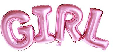 Palloncino Scritta Festone Sagomata Girl Rosa Azzurro - Pallone in Foil Mylar Ideale per coposizioni di Feste, Party, Nascita, 1 Primo Compleanno, Battesimo ECC. - 74x33cm - Gonfiabile ad Aria