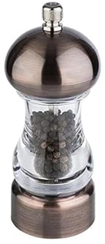 APS Pfeffermühle COPPER - Gewürzmühle in Kupfer-Optik, Mahlwerk aus Carbonstahl, Mahlgrad stufenlos einstellbar - Abmessungen: 6 x 6 cm/Höhe: 15 cm/Farbe: Kupfer, Transparent
