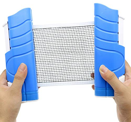 Fortitude Sports Table Tennis Net | Ping Pong Net For Dining Table | Retractable Table Tennis Net | Adjustable Portable Travel Net For Indoors or Outdoors (Blue & White)