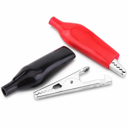 Clip a coccodrillo in metallo, 20pcs 28MM Clip a coccodrillo Clip a coccodrillo in metallo Morsetto elettrico per misuratore di sonda e clip per cavo, nero e rosso,