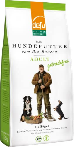 defu Hundefutter | 3 x 2,5 kg | Adult getreidefrei Bio Geflügel | Premium Bio Trockenfutter für ausgewachsene Hunde