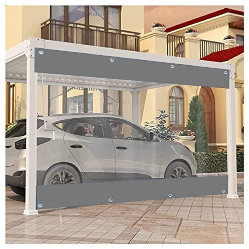 STRMAX Abdeckplane Holz,Kunststoff-Vorhänge Transparente Pergola-Plane Witterungsbeständiger Wasserdichter PVC-Vorhang for Den Außenbereich Mit Ösen 0,5 Mm Mit Sichtfenstern (Color : Clear, Size : 2
