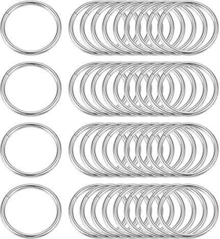 sourcing map 40 Stück Metall O Ringe 15mm(0.59) Innendurchm. 1.6mm Dicke Mehrzweck Ungeschweißte O Ring Schnalle für Handwerk Gürtel Geldbörse Handtasche Herstellung Hardware Silber Ton