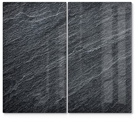 DEQORI Piastre di copertura per fornelli in vetro, 60 x 52 cm, motivo classica pietra ardesia, piastre di copertura in ceramica in cucina, coperture per fornelli universali, piastre in vetro e