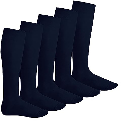 Footstar mujeres y hombres - Paquete de 5 EVERYDAY! medias de rodilla para mujer, tallas 35-50, azul marino, 43-46